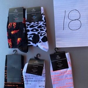 Men's Patterned Socks - Black, White, Orange